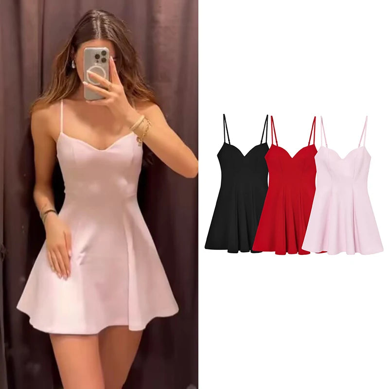 Dresses Summer Women's 2026 New Chic Slim Tube Top Elegant Mini Camisole Women's Dress Street Fashion Youth Holiday Dress